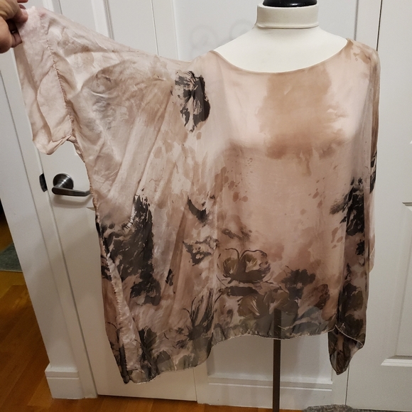 Silk Pink Oversized top Kimono style tunic - Picture 3 of 6